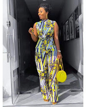 Load image into Gallery viewer, African Women&#39;s Jumpsuit Digital Printed High Stretch Sleeveless Wide Leg High Waist Jumpsuit Belt