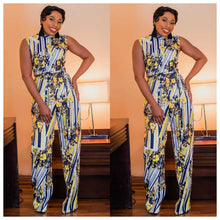 Load image into Gallery viewer, African Women&#39;s Jumpsuit Digital Printed High Stretch Sleeveless Wide Leg High Waist Jumpsuit Belt