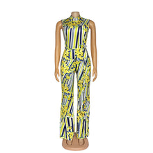 Load image into Gallery viewer, African Women&#39;s Jumpsuit Digital Printed High Stretch Sleeveless Wide Leg High Waist Jumpsuit Belt