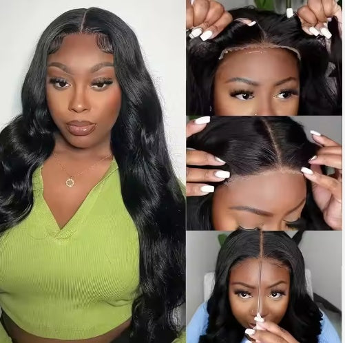 Ready To Go   HD Lace Front Wigs Glueless Put-on Go Body Wave Wig Pre-Plucked Blend Human Hair Transparent Lace Color