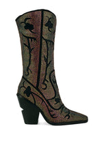 Load image into Gallery viewer, Glimmer Rhinestones Embellished Shimmer Calf Boots