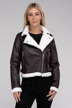 Load image into Gallery viewer, Plush Teddy Trimmed PU Jacket
