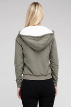 Load image into Gallery viewer, Fuzzy Trim Zip-Up Crop Hoodie