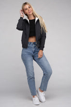 Load image into Gallery viewer, Fuzzy Trim Zip-Up Crop Hoodie