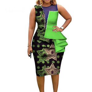 African Cotton Printed Sleeveless Tight Dress Elegant Party Wear