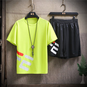 Casual Sports Suit Men's Trendy Quick-drying Fashionable Breathable Printed Short Oversleeves