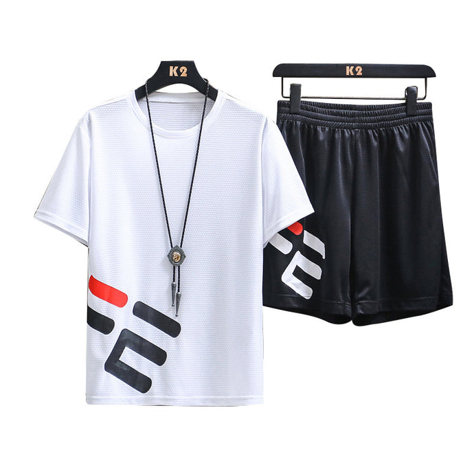 Casual Sports Suit Men's Trendy Quick-drying Fashionable Breathable Printed Short Oversleeves