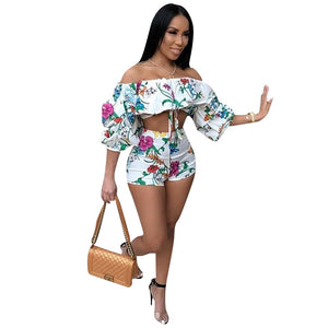 Woman's Sexy Digital Printing Pile Dleeves Two-Piece