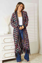 Load image into Gallery viewer, Double Take Full Size Multicolored Open Front Fringe Hem Cardigan